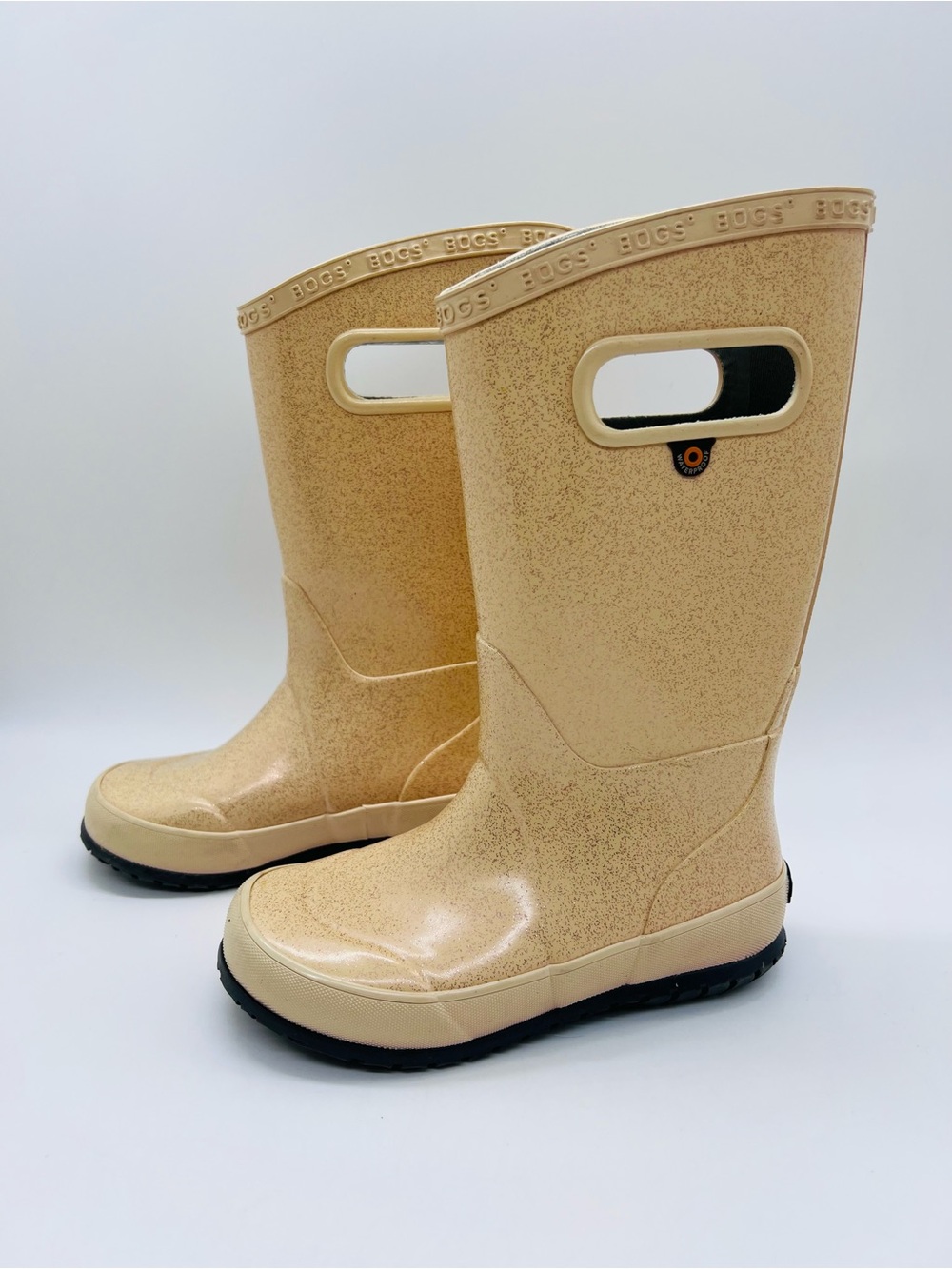 Bogs Rose Gold Glitter Rain Boots with Pull On Handles Toddler Size 12